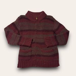 Vera Largo Striped Wool Blend Zip Up Cardigan Size Small Cottagecore Grunge